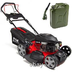 20 Petrol Lawn Mower Self Propelled 4 Blades Turbo Fox 51cm 196cc & Jerry Can