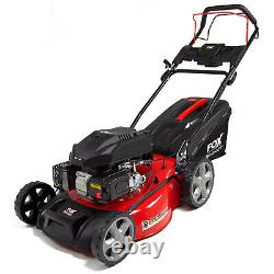 20 Petrol Lawn Mower Self Propelled 4 Blades Turbo Fox 51cm 196cc & Jerry Can