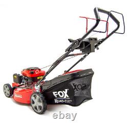 22 Petrol Lawn Mower Fox Quad-Cut 560 Recoil Start Self Propelled 196cc