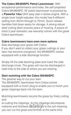 Cobra MX460SPC Petrol Lawnmower Self Propelled 3 In 1