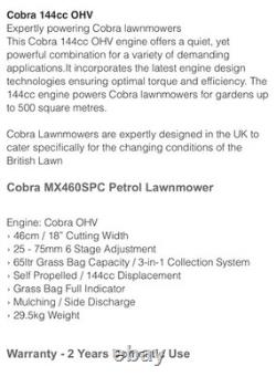 Cobra MX460SPC Petrol Lawnmower Self Propelled 3 In 1