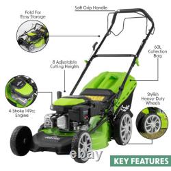 Dellonda DG101 Self Propelled Petrol Lawnmower Grass Cutter 144cc 46cm 4-Stroke