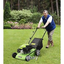 Dellonda Hand Propelled Petrol Lawnmower Grass Cutter 132cc 4-Stroke DG100