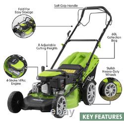 Dellonda Self-Propelled Petrol Lawnmower Grass Cutter 144cc 18/46cm 4-Stroke