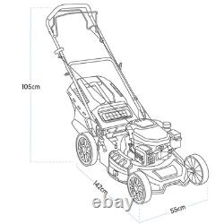 Dellonda Self-Propelled Petrol Lawnmower Grass Cutter 144cc 18/46cm 4-Stroke