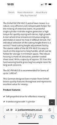 Einhell self propelled petrol lawnmower GC-PM 46/3 S