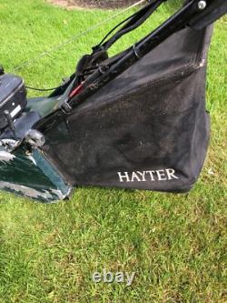 Hayter 48 lawnmower, self-propelled, electric start with rear roller. Working