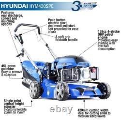 Hyundai 17 42cm 139cc HYM430SPE Electric-Start Self-Propelled Petrol Lawnmower