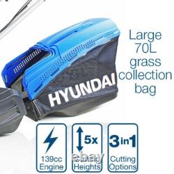 Hyundai 19 48cm 139cc Self Propelled Electric Start Petrol Roller Lawnmower