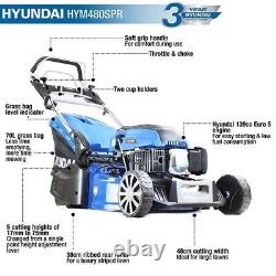 Hyundai 19/48cm 139cc Self-Propelled Petrol Roller Lawnmower HYM480SPR