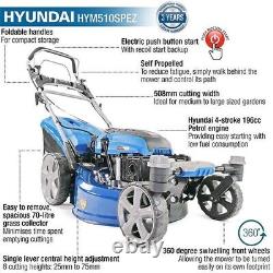 Hyundai 20 51cm 196cc 3-in-1 Self-Propelled Lawnmower HYM510SPEZ 70L Collector