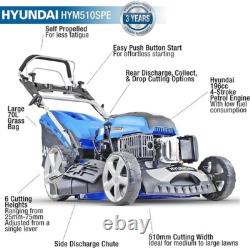 Hyundai 20/51cm 196cc Electric-Start Self-Propelled Petrol Lawnmower 6 Heights