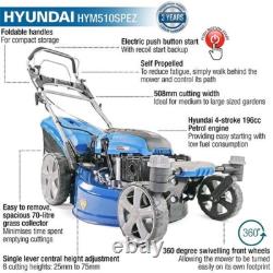 Hyundai 20 / 51cm 196cc Self-Propelled Lawnmower Electric Start HYM510SPEZ