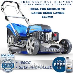 Hyundai 20 51cm 510mm Lawn Mower Self Propelled 196cc Petrol Lawnmower HYM510SP
