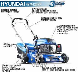 Hyundai 42cm OHV 4-Stroke 139cc Petrol Lawn Mower, Self Propelled Petrol lawn Mo