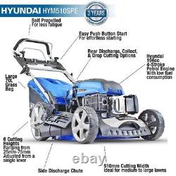 Hyundai 51cm 196cc Electric-Start Self-Propelled Petrol Lawnmower HYM510SPE