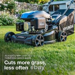 Hyundai Cordless Lawnmower Petrol 16 40cm Black Edition 139cc 35L Lawn Mower