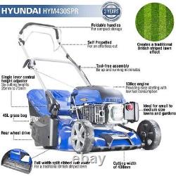 Hyundai HYM430SPR Self-Propelled Petrol Roller Lawnmower 43cm 139cc 4-stroke