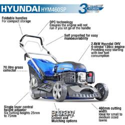 Hyundai HYM460SP Petrol Mulching Lawnmower Self Propelled 46cm 139cc 4-stroke
