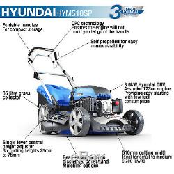 Hyundai HYM510SP 20 51cm 510mm Lawnmower Self Propelled 173cc Petrol Lawn Mower