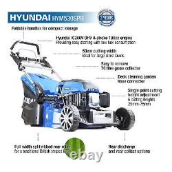 Hyundai HYM530SPR Compact Self Propelled Petrol Rear Roller Lawnmower 53cm 196cc