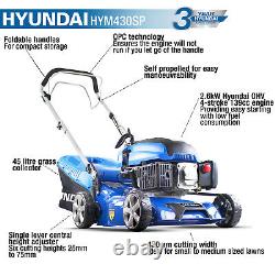 Hyundai Petrol Lawn Mower 17/ 43Cm Cut 139Cc Self-Propelled Push Lawnmower