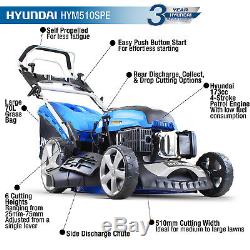 Hyundai Petrol Lawnmower Electric Start Self Propelled 51cm Lawn mower HYM510SPE