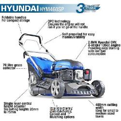 Hyundai Petrol Lawnmower Self-Propelled Cordless 18 / 46cm 139cc Recoil Start