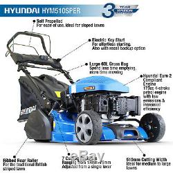 Hyundai Petrol Roller Lawnmower Self Propelled Electric Start 51cm HYM510SPER