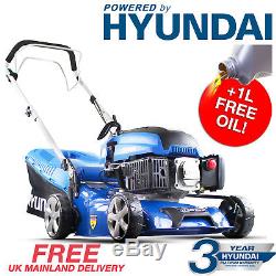 Hyundai Self Propelled Petrol Lawnmower & FREE OIL Lightweight Lawn Mower 43cm