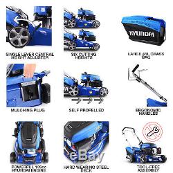 Hyundai Self Propelled Petrol Lawnmower & FREE OIL Lightweight Lawn Mower 43cm