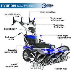 Hyundai Self Propelled Petrol Yard Sweeper / Powerbrush With Snow Plough 1000mmW