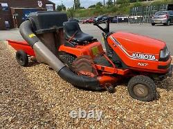 Kubota T1400 Ride On Lawn Mower Tractor 40 Deck Collector And Tipping Trailer