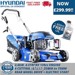 Lawn Mower Petrol Electric Start Self Propelled 43cm 430mm Hyundai HYM430SPE