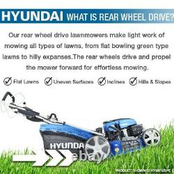 Lawn Mower Petrol Electric Start Self Propelled 43cm 430mm Hyundai HYM430SPE