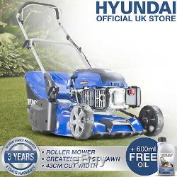 Lawn Mower Petrol Self Propelled Roller Lawnmower 17 43cm Oil Included HYUNDAI