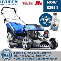 Lawn Mower Petrol Self propelled 460mm 18 139cc 4 in 1 mower Hyundai HYM460SP