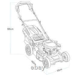 Lawnmower Dellonda DG101 Self Propelled Petrol Grass Cutter 144cc 46cm 4-Stroke