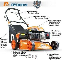 Lawnmower Petrol SELF PROPELLED Lawn Mower 18 46cm 139cc Hyundai Motor FREE OIL