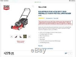 MOUNTFIELD SP185 Self Propelled Petrol Lawnmower With Box & Mulch Plug Serviced