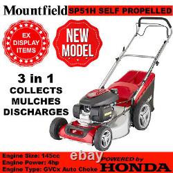 MOUNTFIELD SP51H PETROL LAWNMOWER SELF PROPELLED HONDA ENGINE 145cc 51cm DECK