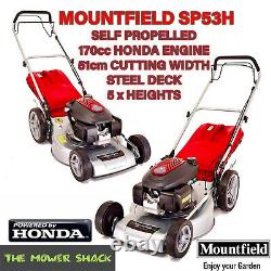 MOUNTFIELD SP53H PETROL LAWNMOWER SELF PROPELLED HONDA ENGINE 170cc 51cm DECK