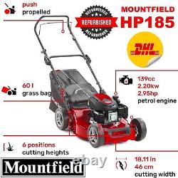 Mountfield Hp185 Petrol Lawnmower 140cc Engine 46cm 18.5in Blade 60l Grass Box