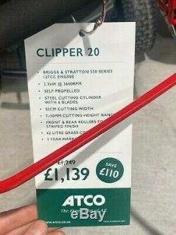 New Atco Clipper 20 Self-Propelled Petrol Cylinder Lawn Mower Briggs & Stratton