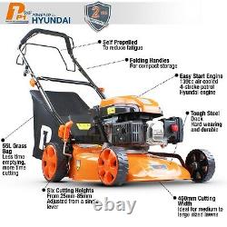 P1 Hyundai Powered 18 46cm Petrol Lawnmower, Self Propelled, 2 Year Warranty