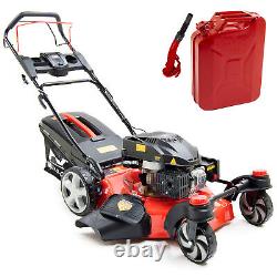 Petrol Lawn Mower 20 Fox Quad-Cut Self Propelled 196cc & Jerry Can