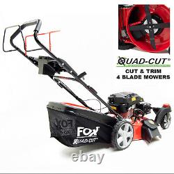 Petrol Lawn Mower 20 Fox Quad-Cut Self Propelled 196cc & Jerry Can