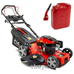 Petrol Lawn Mower Fox Quad-Cut 22 Electric Start Self Propelled & Jerry Can