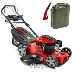 Petrol Lawn Mower Fox Quad-Cut 22 Electric Start Self Propelled & Jerry Can