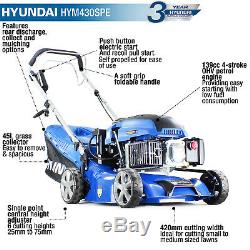 Petrol Lawn mower Electric Start Self Propelled 43cm 430mm Lawnmower Hyundai